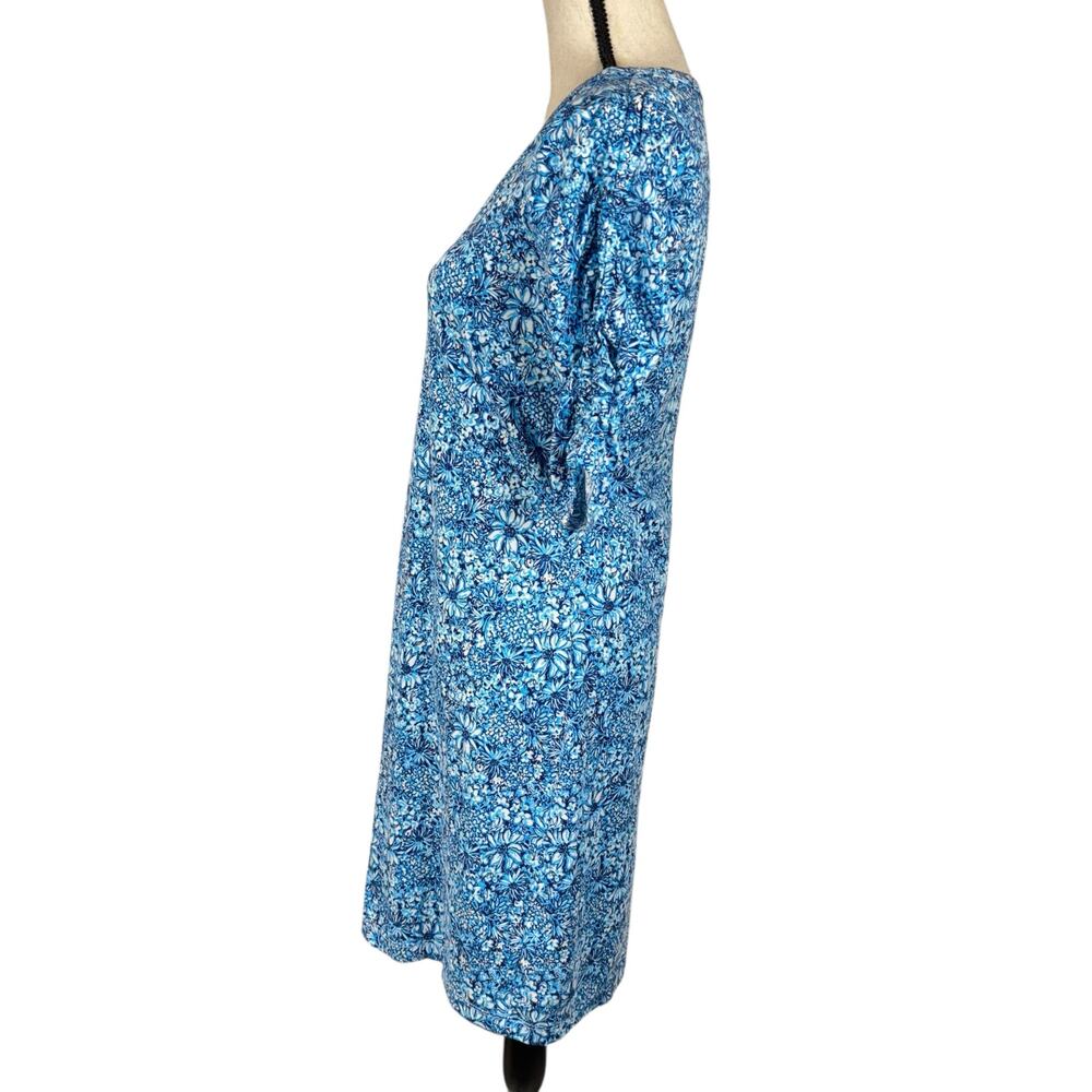 Lilly Pulitzer Small Belden T-Shirt Dress Floral Stretch Ruched Sleeves Cotton - Picture 6 of 9